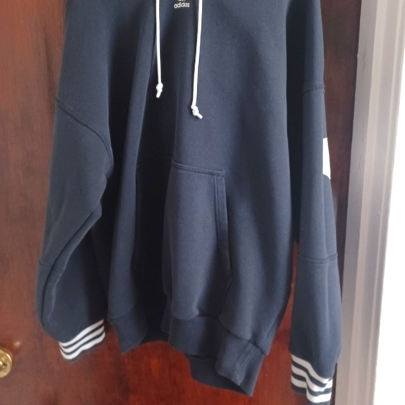 Adidas Spell Out Logo Hoodie Blue Men's Medium - Picture 4 of 8